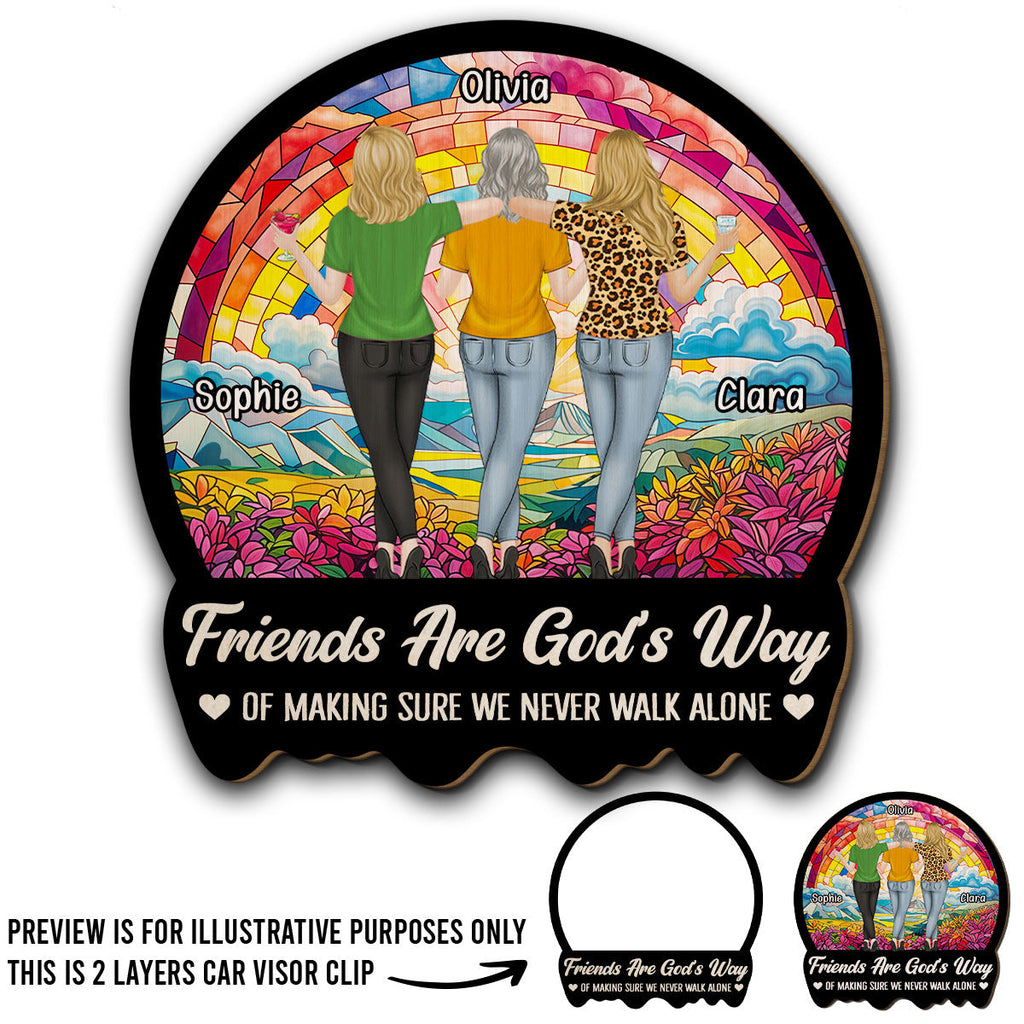 Never Walk Alone Besties - Personalized Car Visor Clip