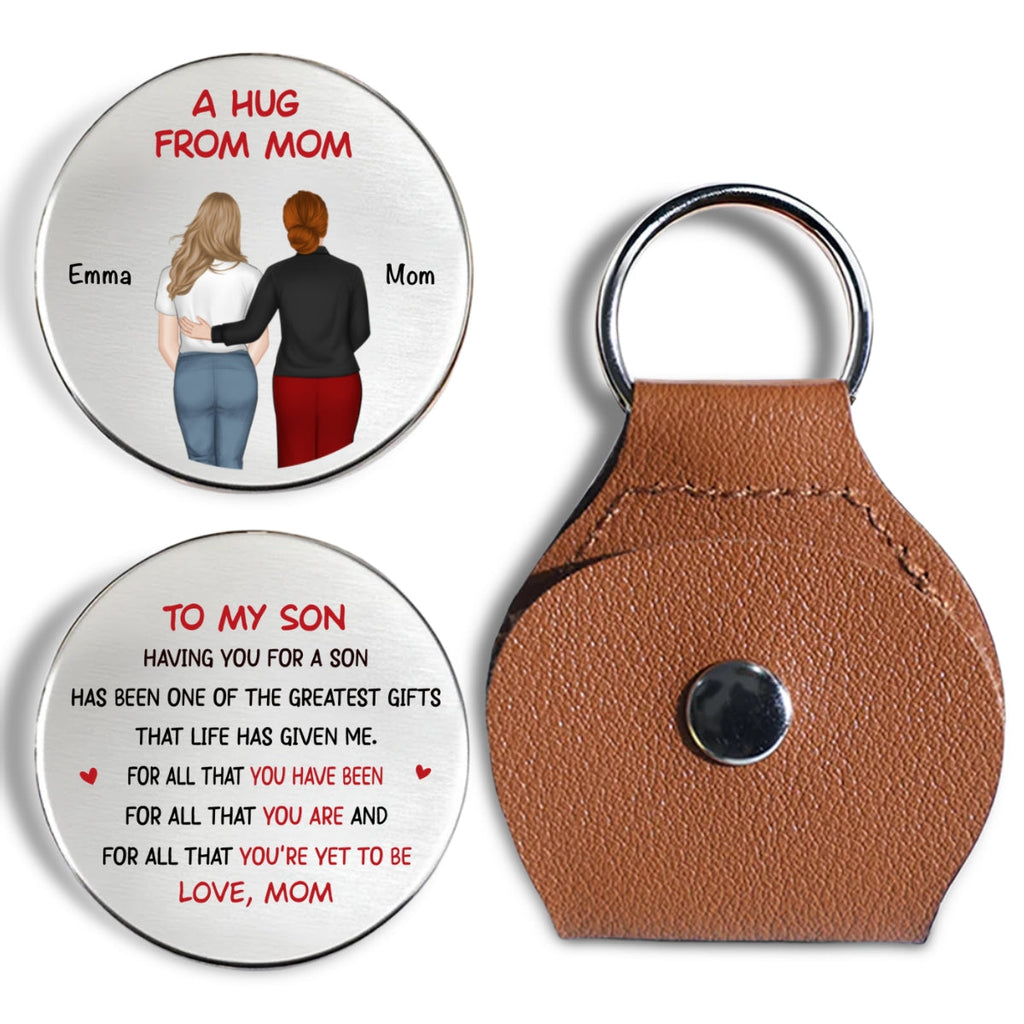 Custom Coin Keychain for Son, Father's Day Birthday Gifts • Having You For A Son Daughter - Personalized Pocket Hug