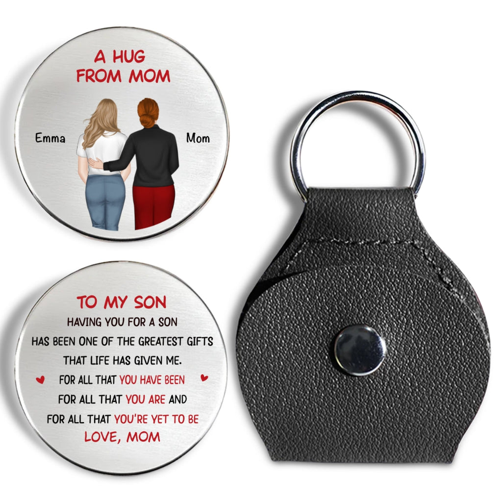 Custom Coin Keychain for Son, Father's Day Birthday Gifts • Having You For A Son Daughter - Personalized Pocket Hug