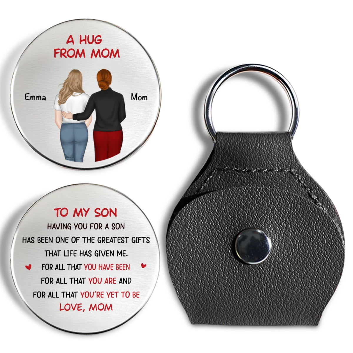 Custom Coin Keychain for Son, Father's Day Birthday Gifts • Having You For A Son Daughter - Personalized Pocket Hug