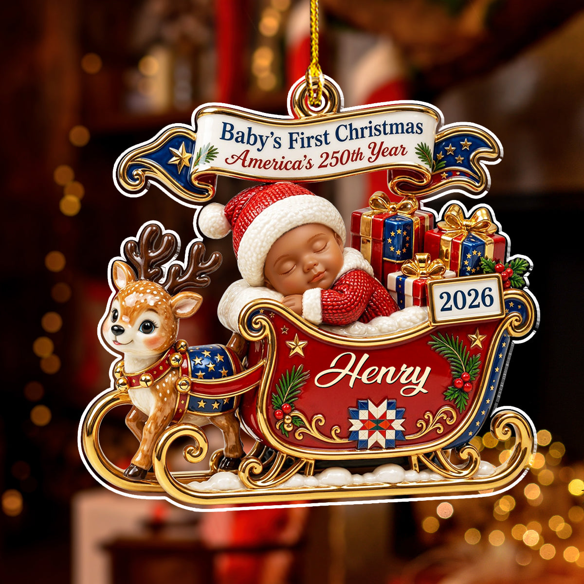 Custom Baby First Christmas Ornament for New Parents •  First Christmas 250 - Personalized Acrylic Ornament