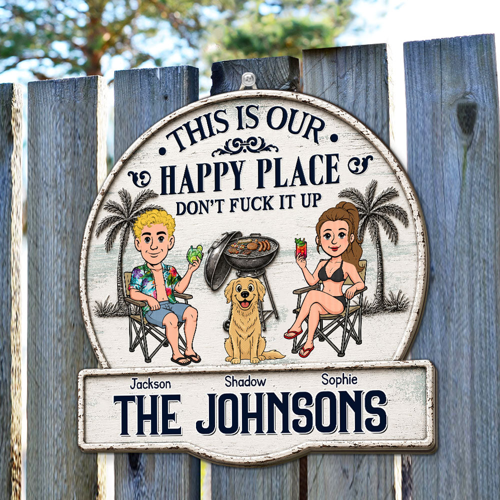 Custom Family Summer Backyard, Patio & Porch Decor • Patio Time Beats Everything - Personalized Wood Sign