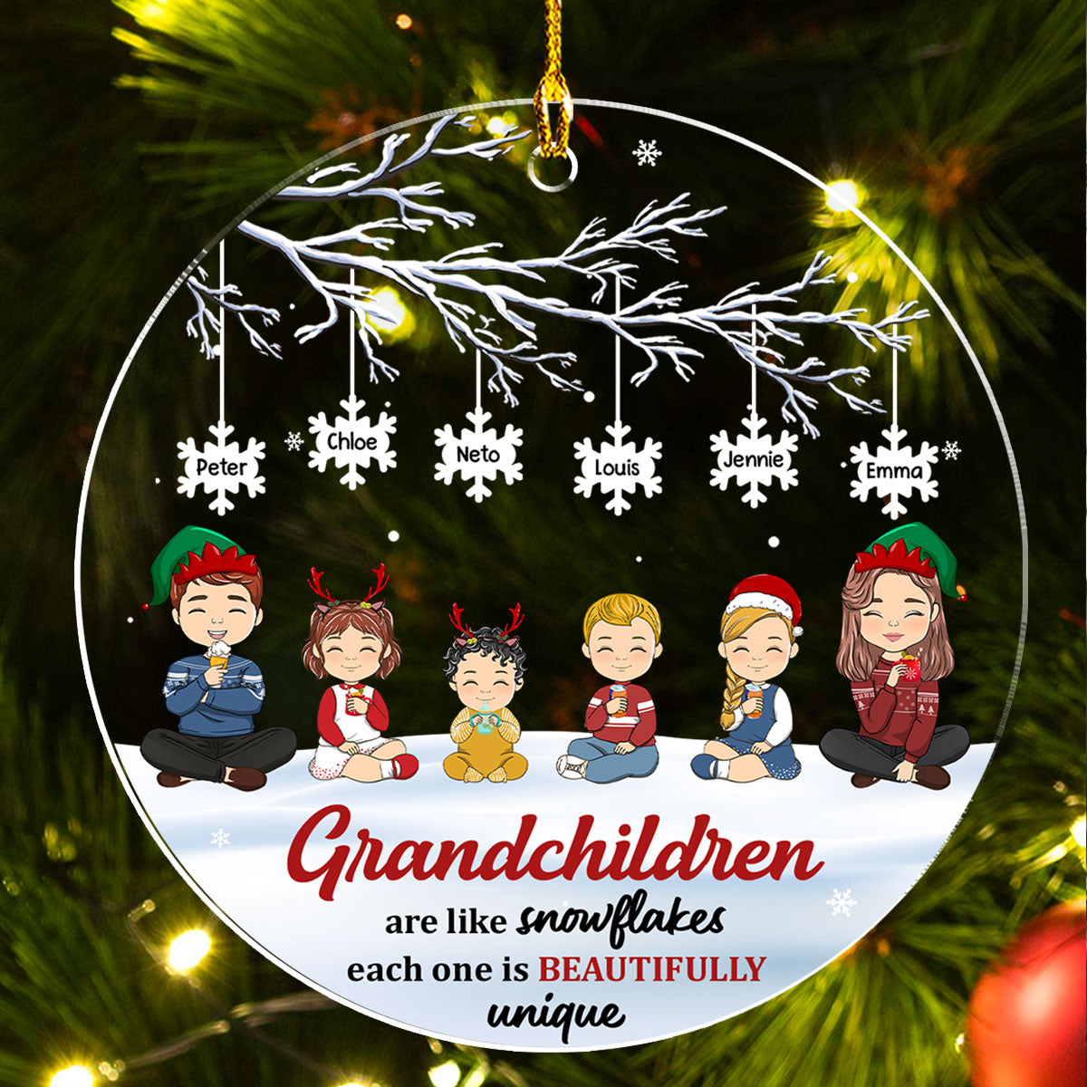 Custom Keepsake Christmas Ornament •  Each Snowflake Is Beautifully Unique - Personalized Acrylic Ornament