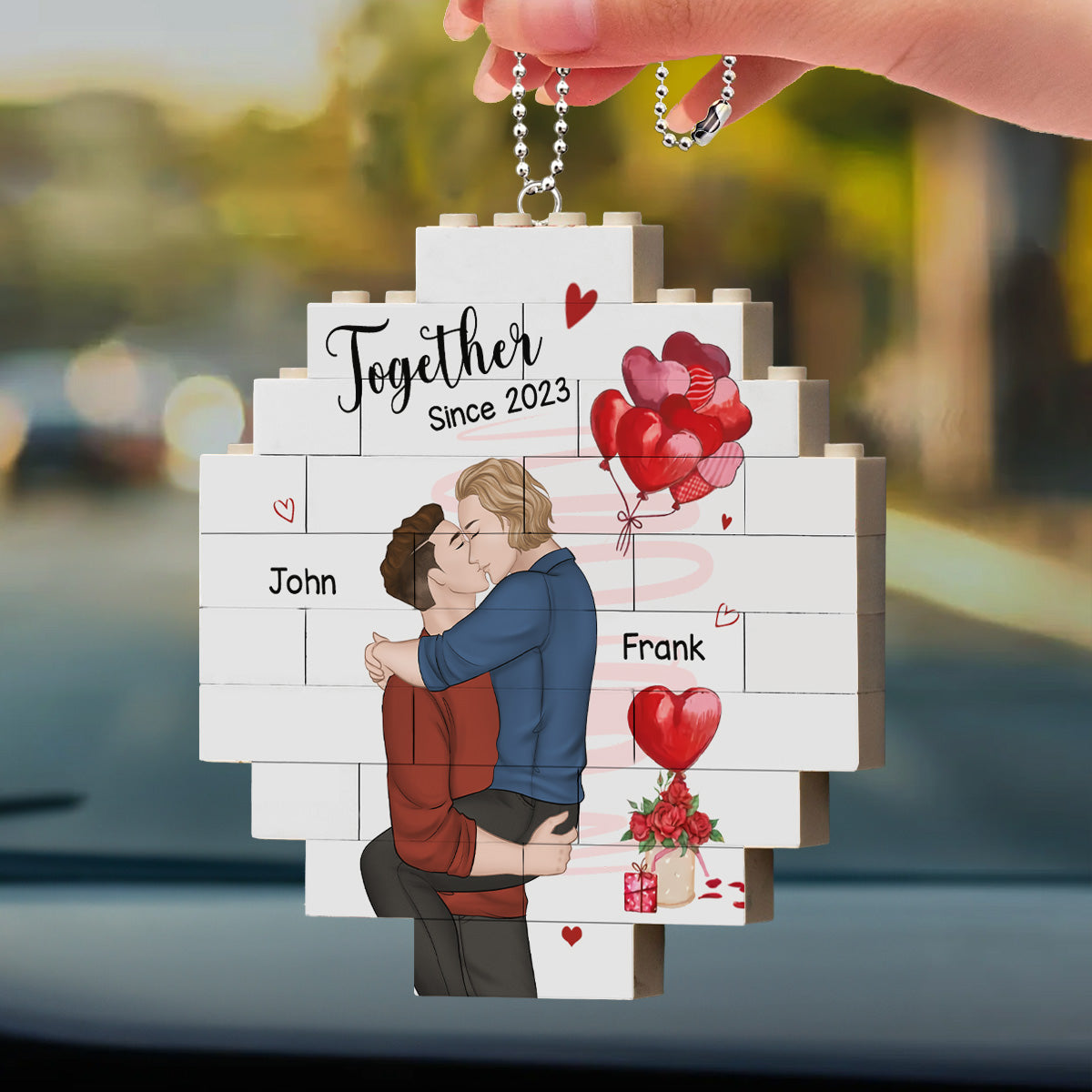 Love Is Love - Personalized Puzzle Car Ornament