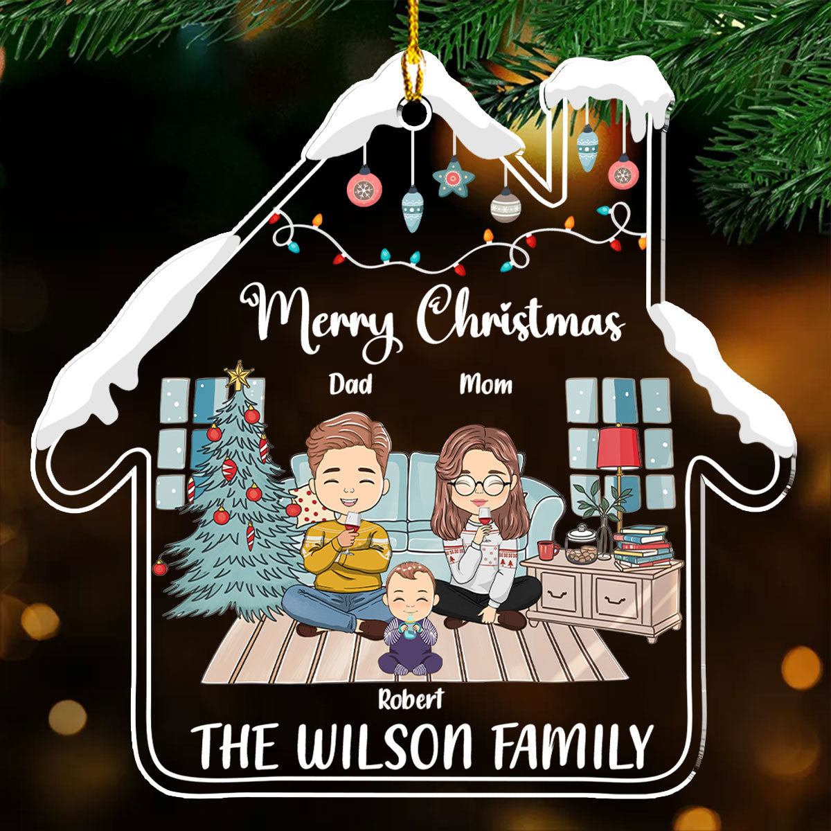 Custom Family Ornament, Christmas Gift for Family Members •  Very Merry Christmas - Personalized Acrylic Ornament