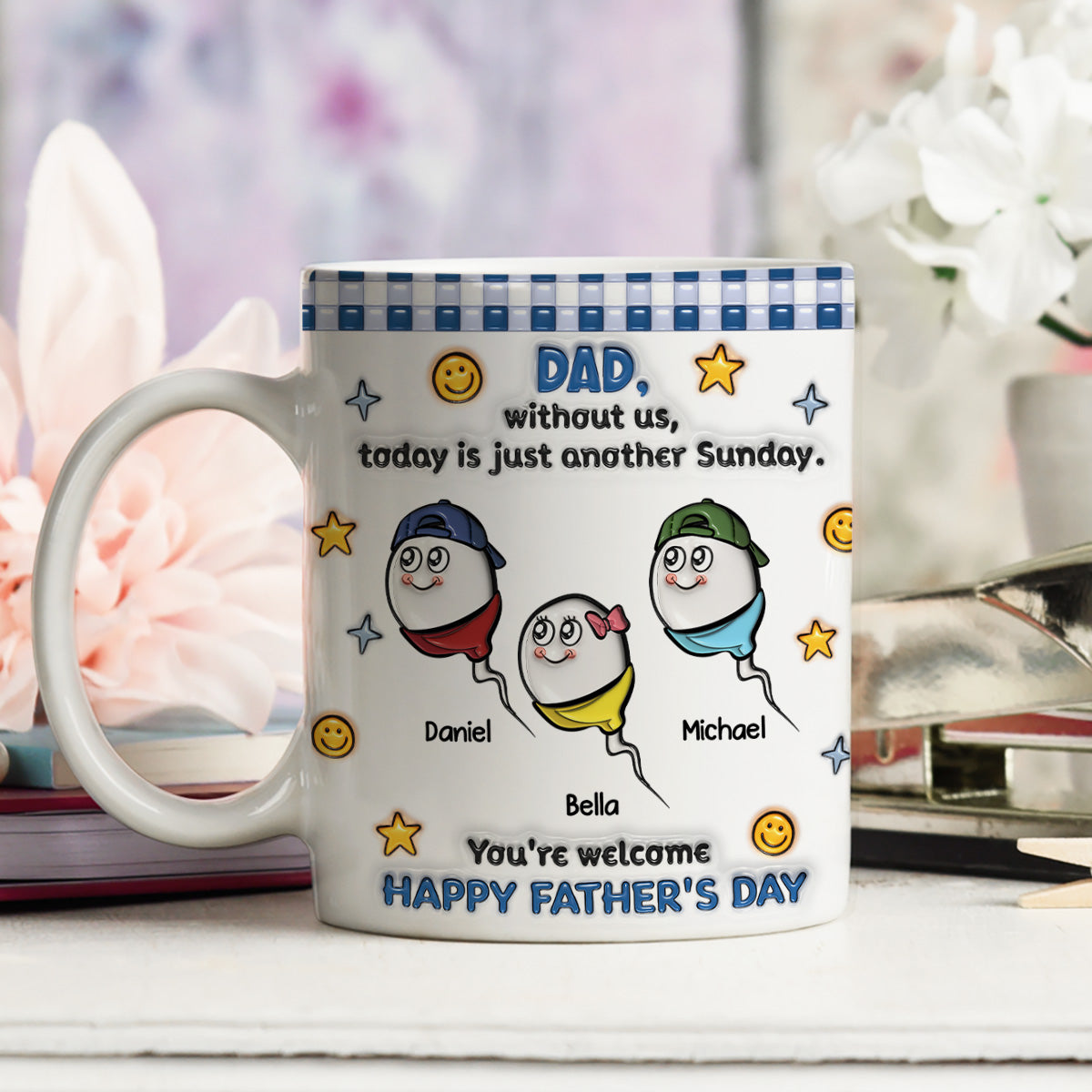 Custom Father's Day, Special Gift for Dad & Grandpa • Without Me - Personalized 3D Effect Coffee Mug