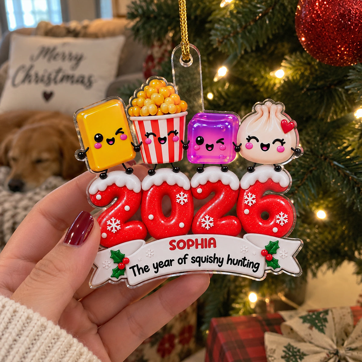 Custom Family Ornament, Christmas Gift for Family Members •  So Many Squishies This Year - Personalized Acrylic Ornament