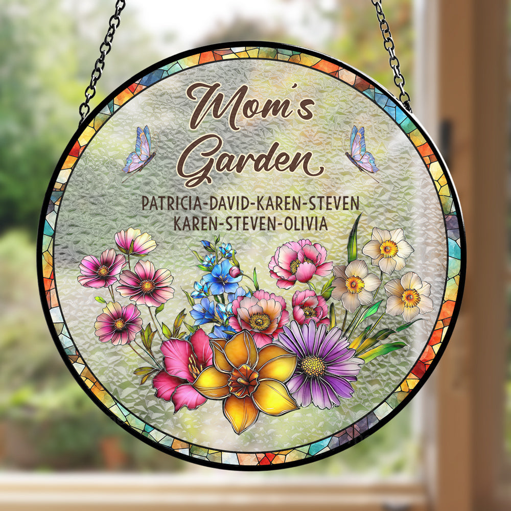 Custom Hanging Decor, Birthday Housewarming Gift • Mimi Garden Flower - Personalized Window Hanging Suncatcher