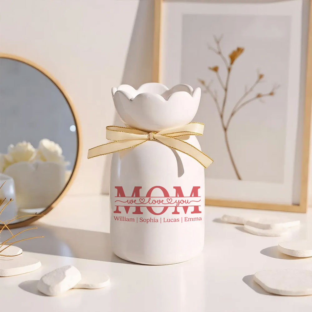 We Love You - Personalized Ribbon Tie Flower Vase
