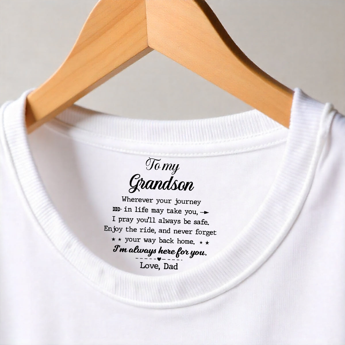 Custom Mother's Day Gift for Daughter • Never Forget Your Way Home - Personalized Inside Neck Print T-Shirt