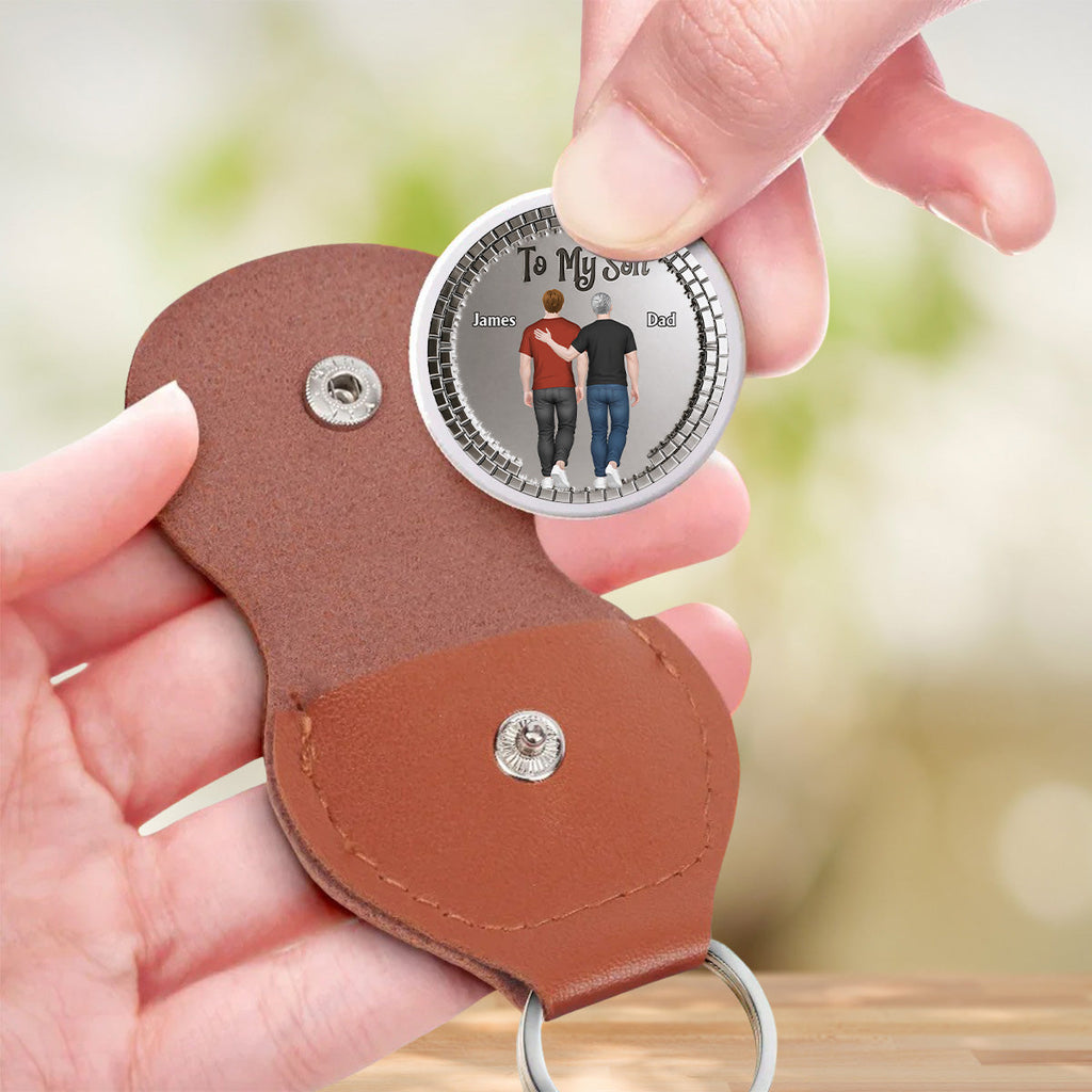 Custom Son Coin Keychain, Father's Day Birthday Gifts • You Only Fail When You Stop Trying - Personalized Pocket Hug