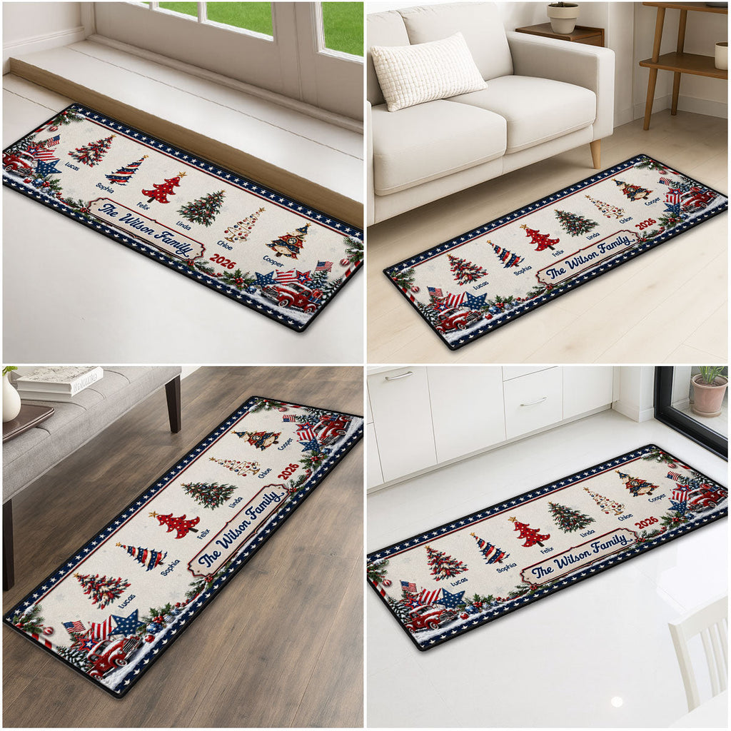 Custom Family Name Christmas Rug, Holiday Gift For Family Members • Christmas Family - Personalized Runner Rug