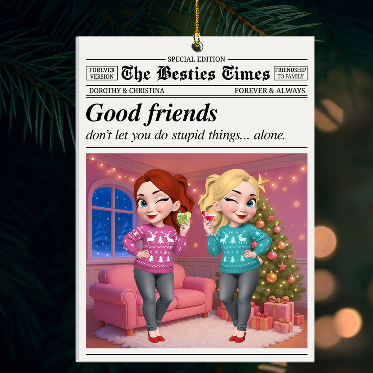 Custom Friendship Christmas Ornament, Best Friend Gift •  Do Stupid Things Together - Personalized Acrylic Ornament