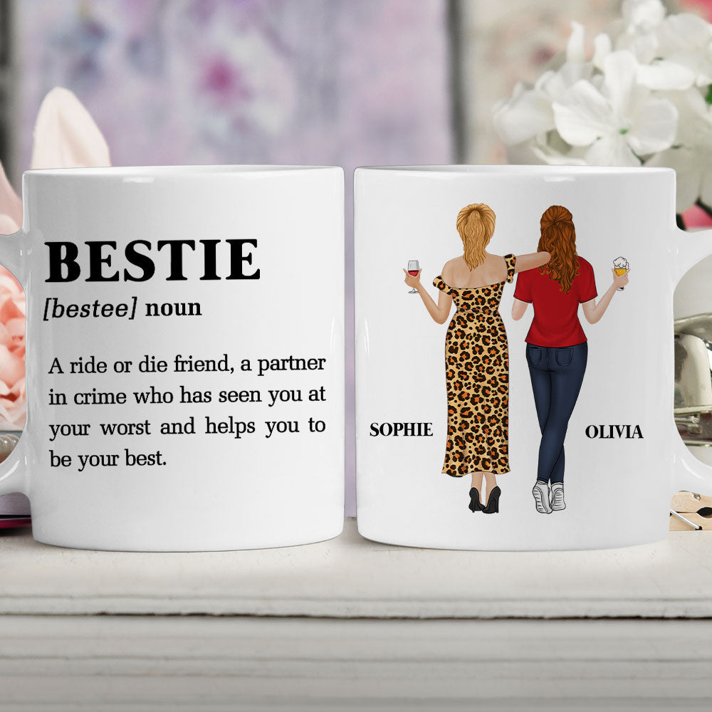 Custom Best Friend, Christmas & Birthday Friendship Keepsake Gift • Ride Or Die Friend - Personalized Coffee Mug