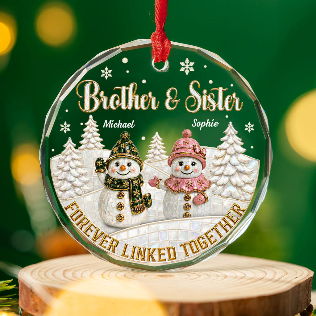 Custom Sister Christmas Ornament •  Forever Our Bond - Personalized Glass Ornament