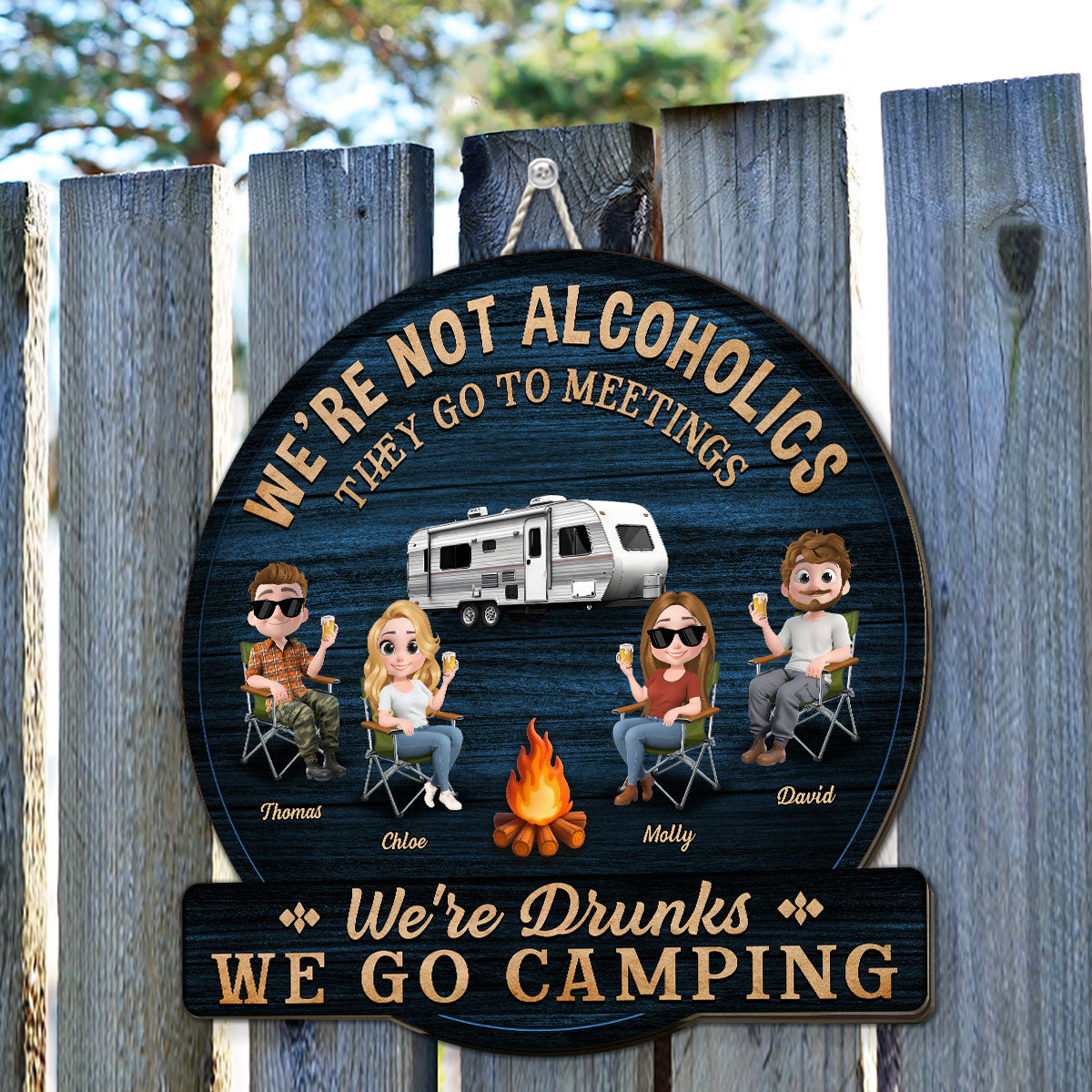 Custom Family Summer Backyard, Patio & Porch Decor • Camping Squad For Life - Personalized Wood Sign