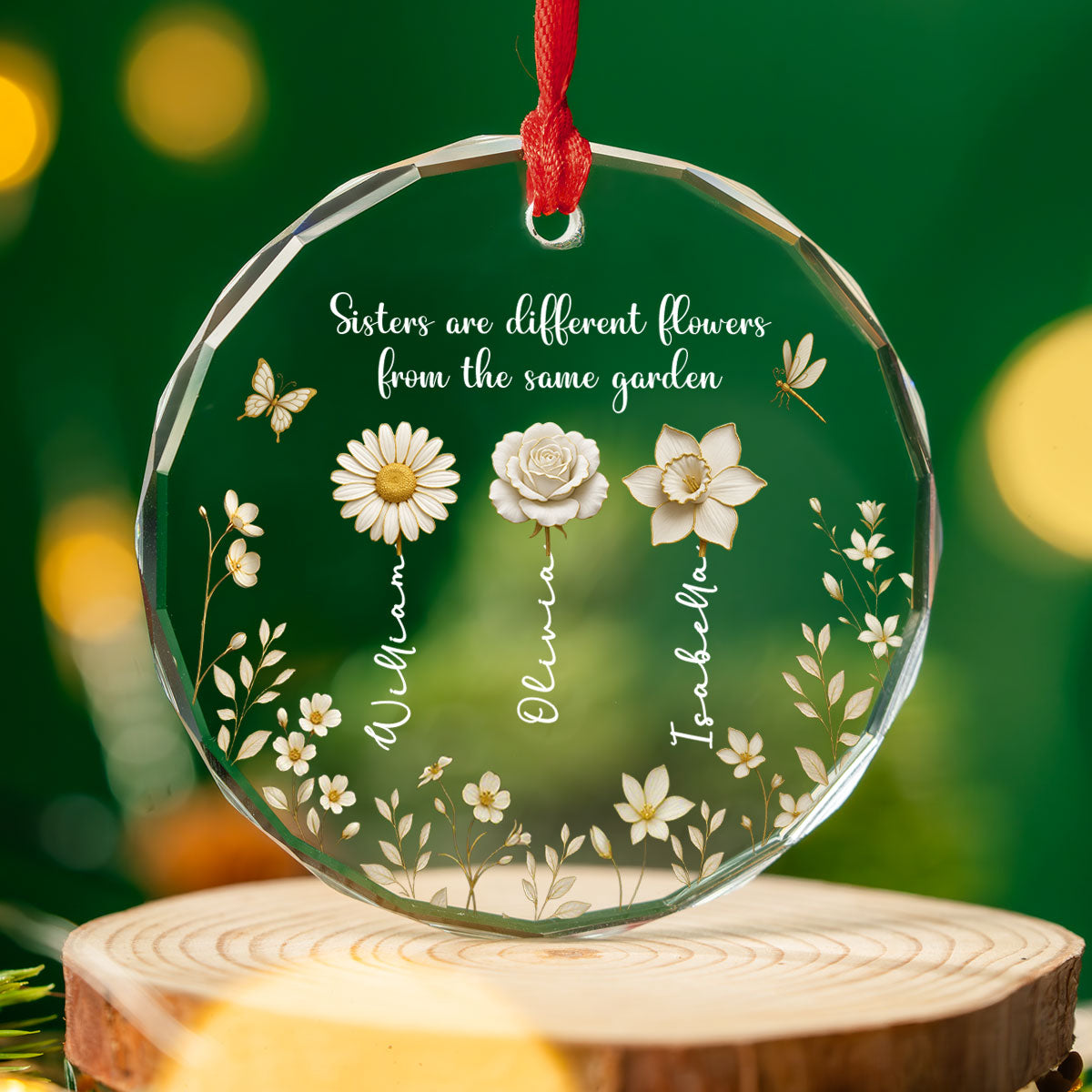 Custom Sister Christmas Ornament •  Christmas With My Sibling - Personalized Glass Ornament