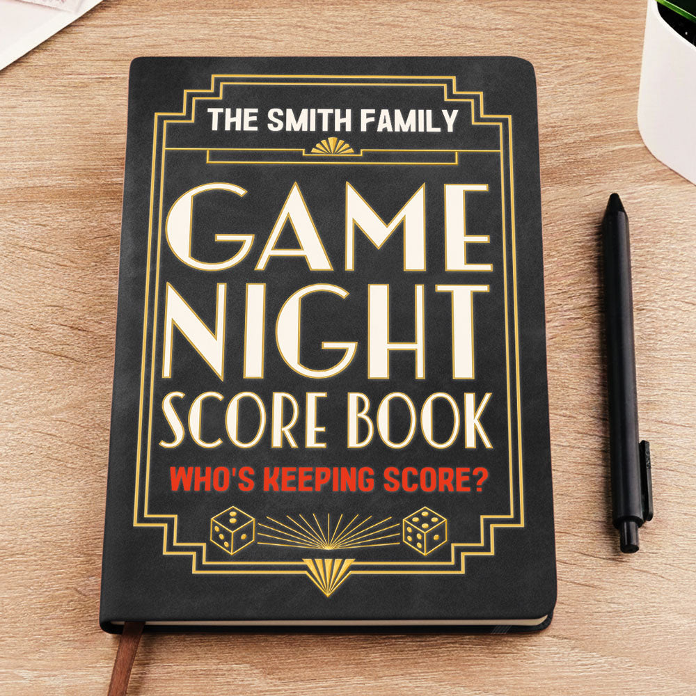 Custom Game Night Score Book For Family, Couples, Grandparents, Board Game Lover • Game Night Game Log - Personalized Leather Journal