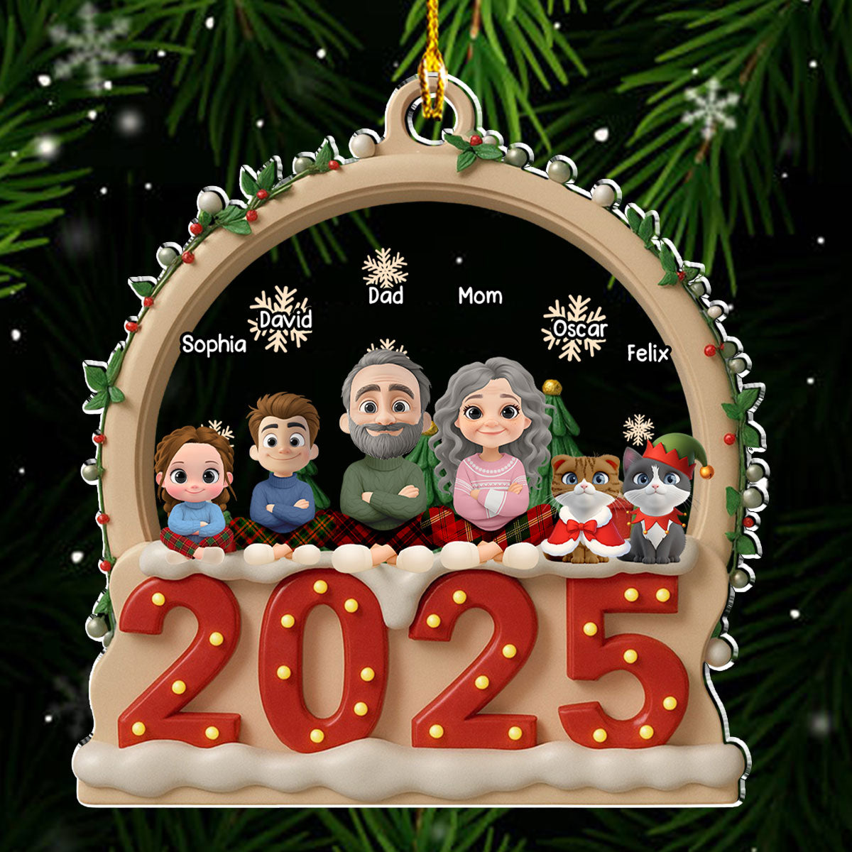 Custom Family Ornament, Christmas Gift for Family Members •  Our Christmas Together With Cats - Personalized Acrylic Ornament