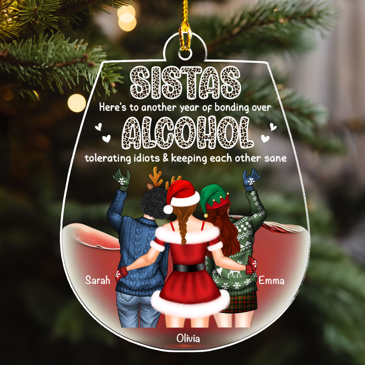 Custom Friendship Christmas Ornament, Best Friend Gift •  Alcohol Tolerating - Personalized Acrylic Ornament