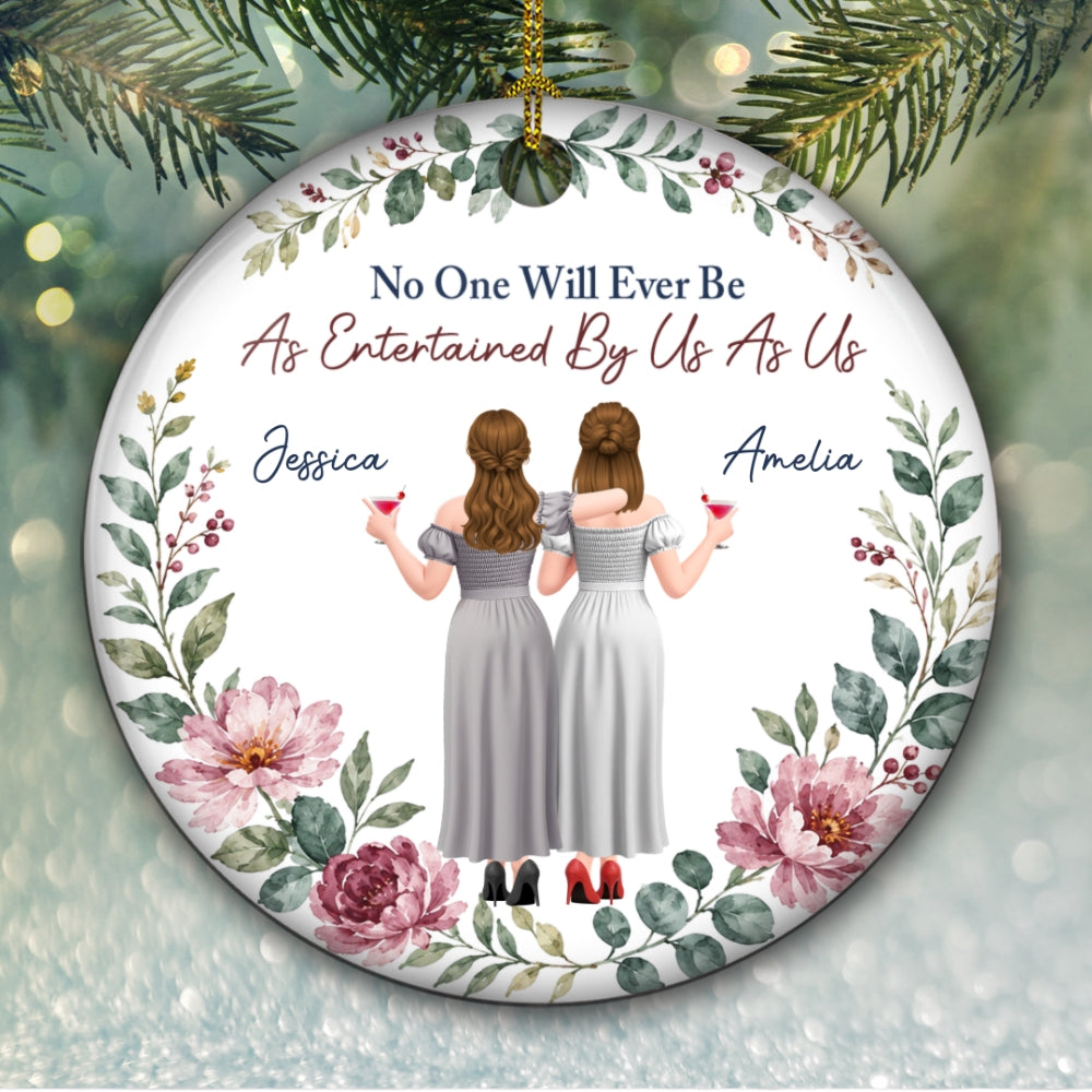Custom Keepsake Christmas Ornament •  Bestie Energy Forever - Personalized Ceramic Ornament