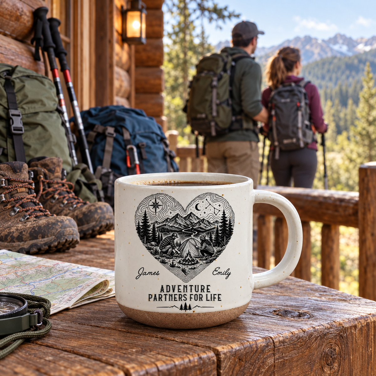 Custom Anniversary Keepsake Gifts For Couple • Our Story Is One Big Adventure - Personalized Pottery Mug