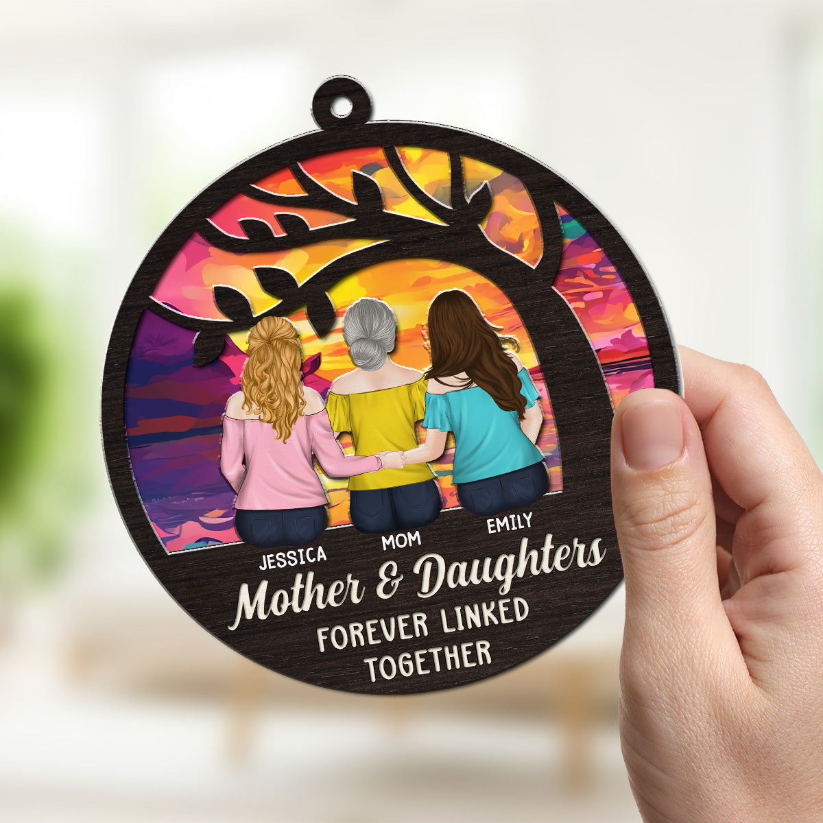 Custom Hanging Decor for Mom Daughter, Mother's Day Birthday Gifts • The Love Between Us - Personalized Suncatcher