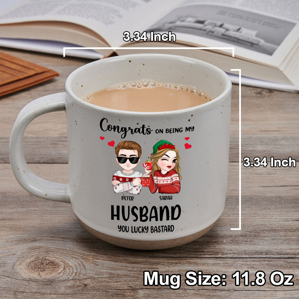 Custom Anniversary Keepsake Gifts For Couple • Congrats On Being My Husband - Personalized Pottery Mug