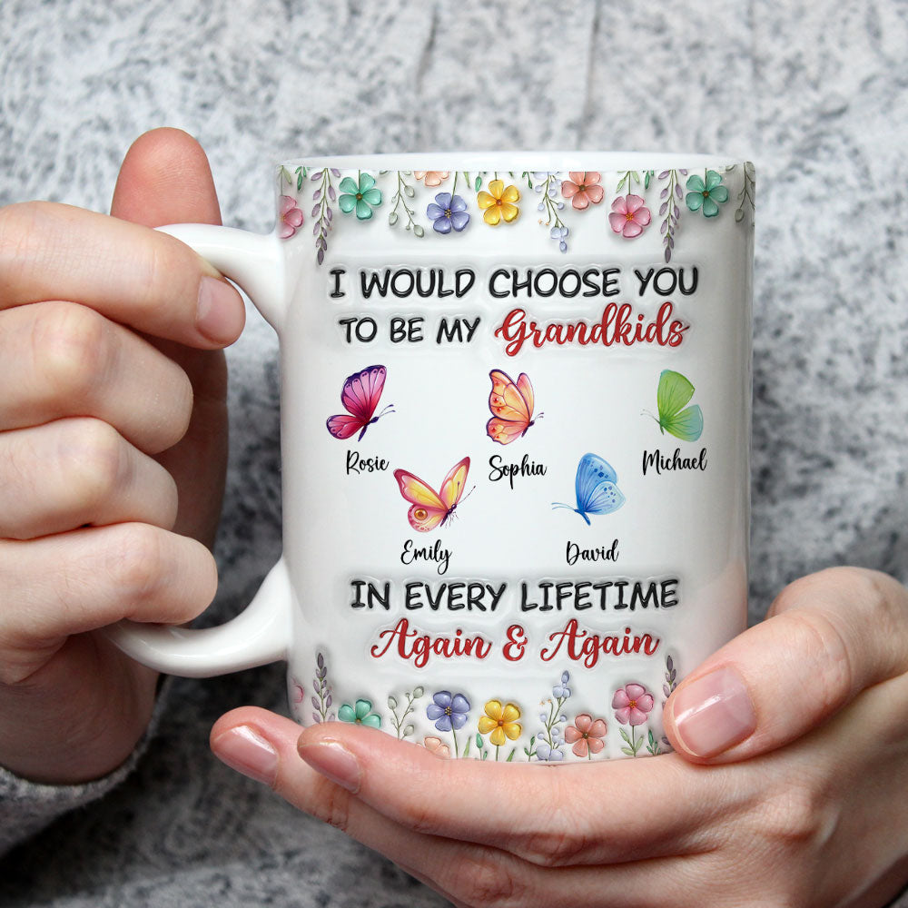 Custom Christmas & Birthday Gift For Grandma • Choose They To Be My Grandkids - Personalized 3D Inflated Effect Mug