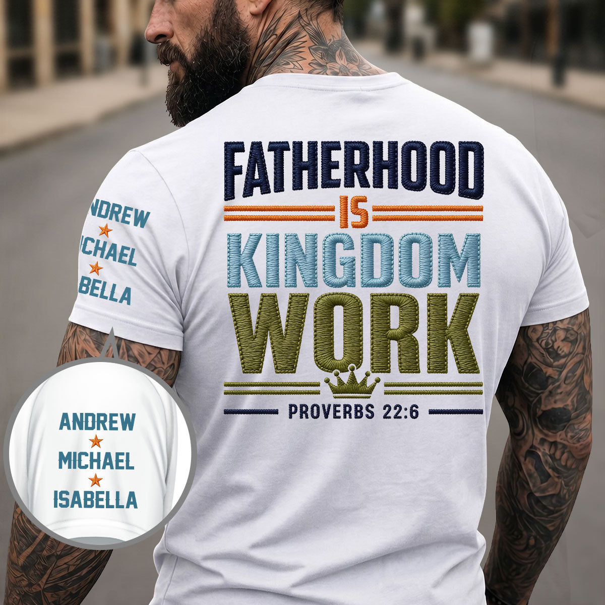Custom Father's Day, Special Gift for Dad & Grandpa • The Kingdom Work - Personalized 3D Effect Shirt With Design On Sleeve