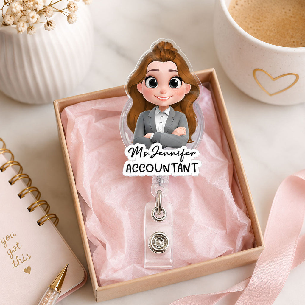 Custom ID Holder Gifts For Coworker, For Boss, Office Gift With Name • Me At Work - Personalized Acrylic Badge Reel