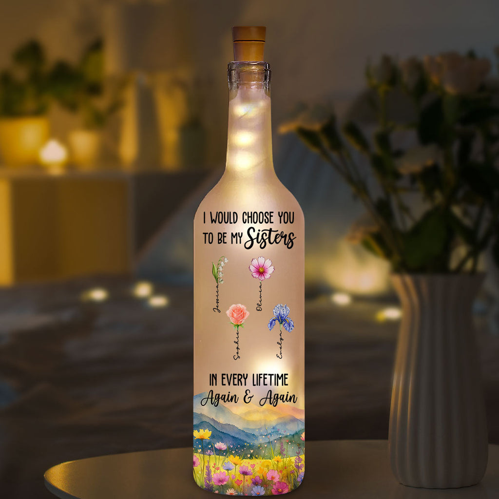 Always Choose You My Sisters - Personalized Bottle Lamp