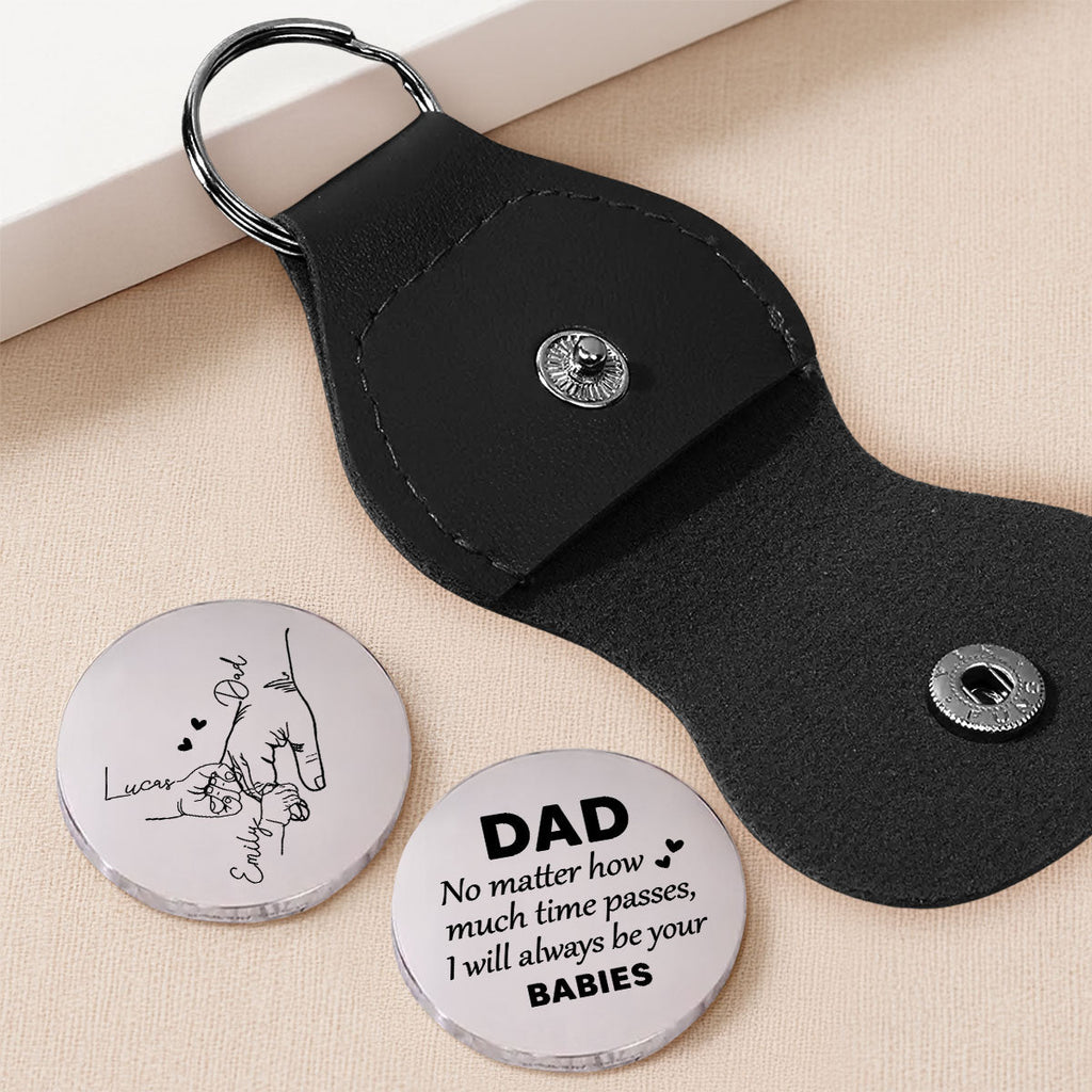 Custom Dad Coin Keychain, Father's Day Birthday Keepsake • To My Son I Will Always Be There Forever - Personalized Pocket Hug