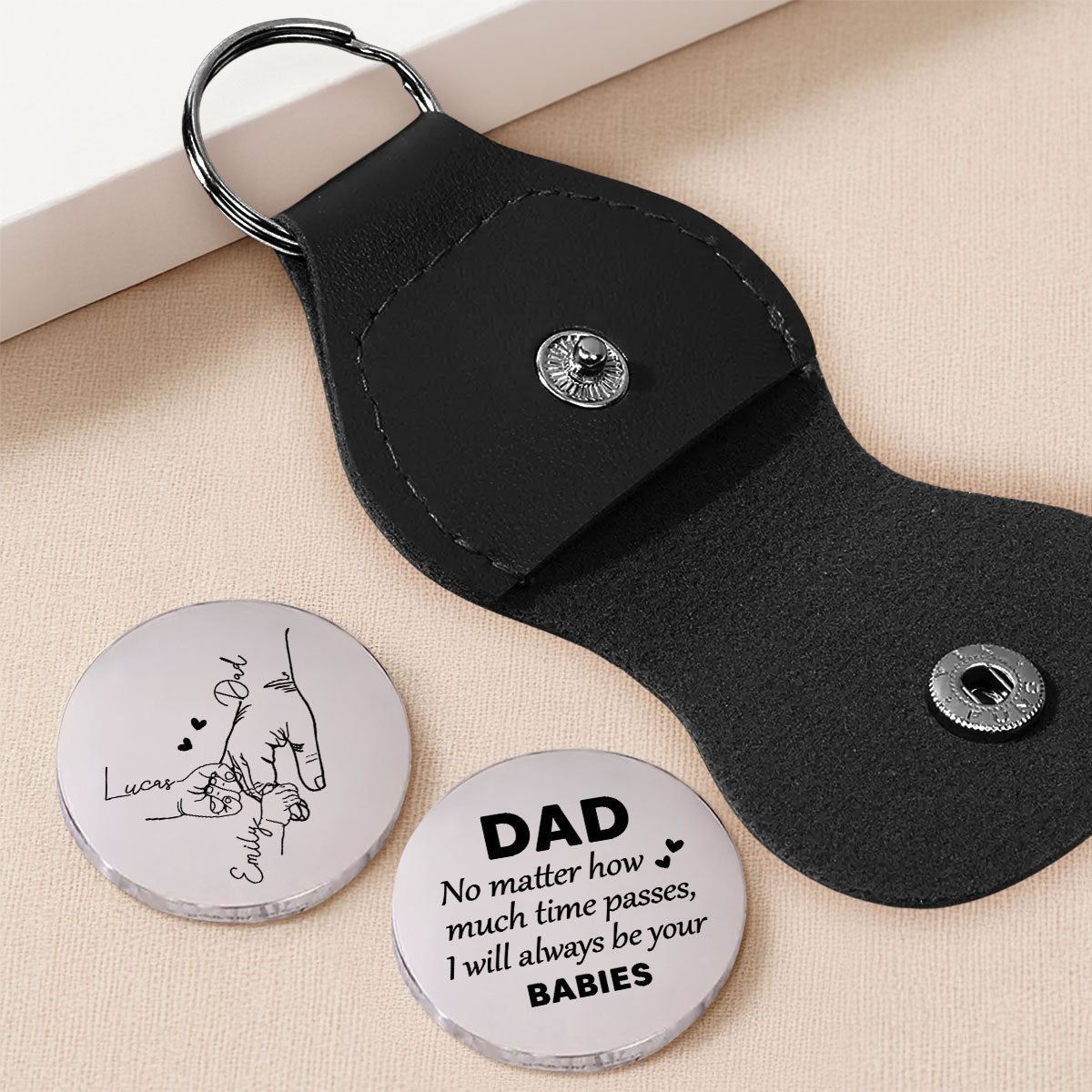 Custom Dad Coin Keychain, Father's Day Birthday Keepsake • To My Son I Will Always Be There Forever - Personalized Pocket Hug