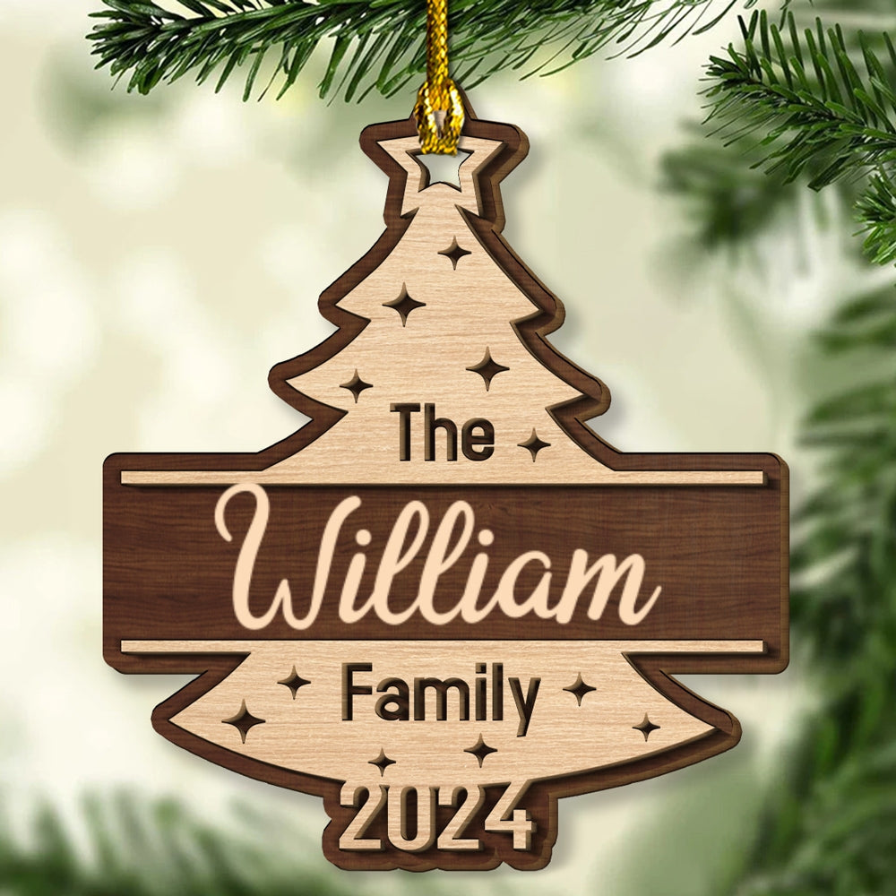 Custom Keepsake Christmas Ornament •  Family Name Christmas - Personalized 2-layered Wood Ornament