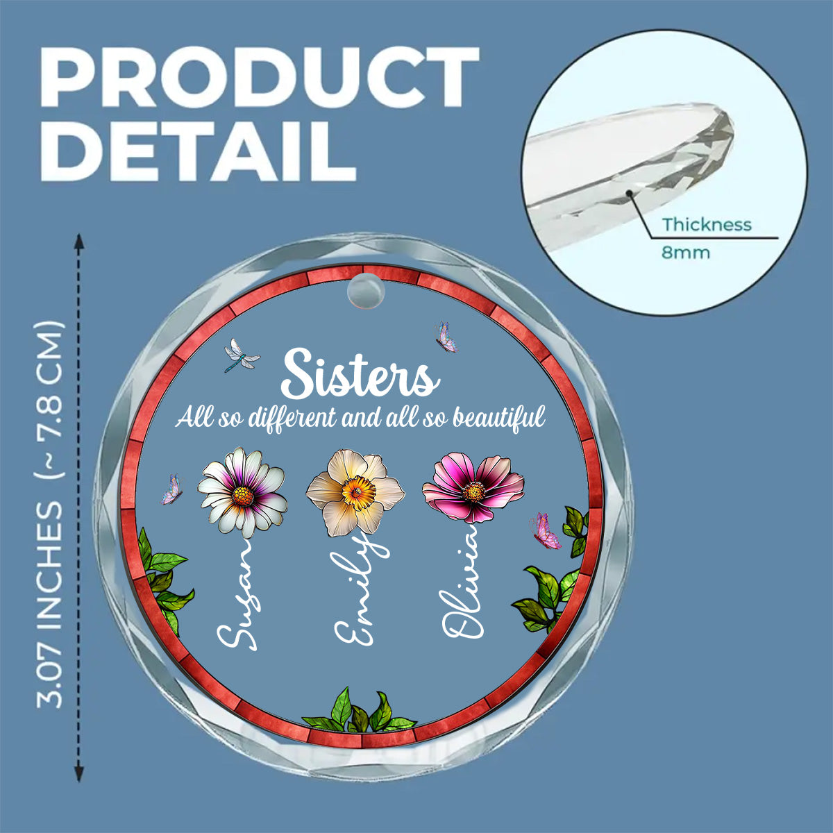 Custom Sister Christmas Ornament •  Sisters Are All So Beautiful - Personalized Glass Ornament