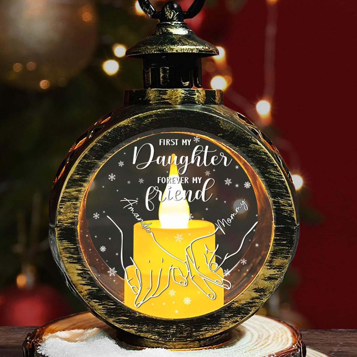 Custom Name Christmas Gifts for Daughter, Holiday Decor • First My Daughter Forever My Friend - Personalized Christmas Lantern