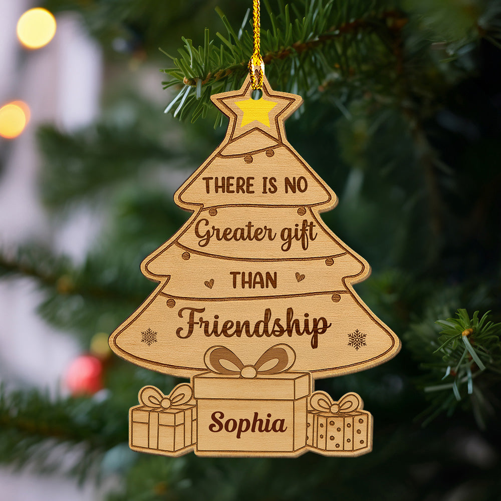 Custom Friendship Christmas Ornament, Best Friend Gift •  Best Gift Ever - Personalized Wood Ornament