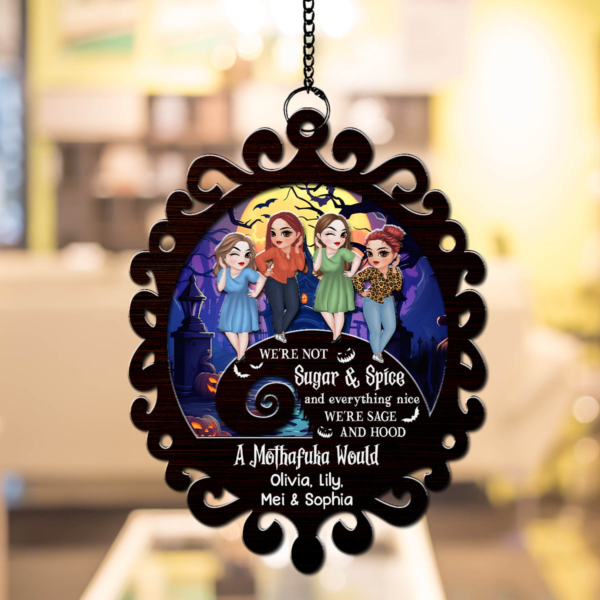 Custom Best Friend Hanging Decor, Friendship Birthday Gifts • We Are Not Sugar And Spice - Personalized Suncatcher
