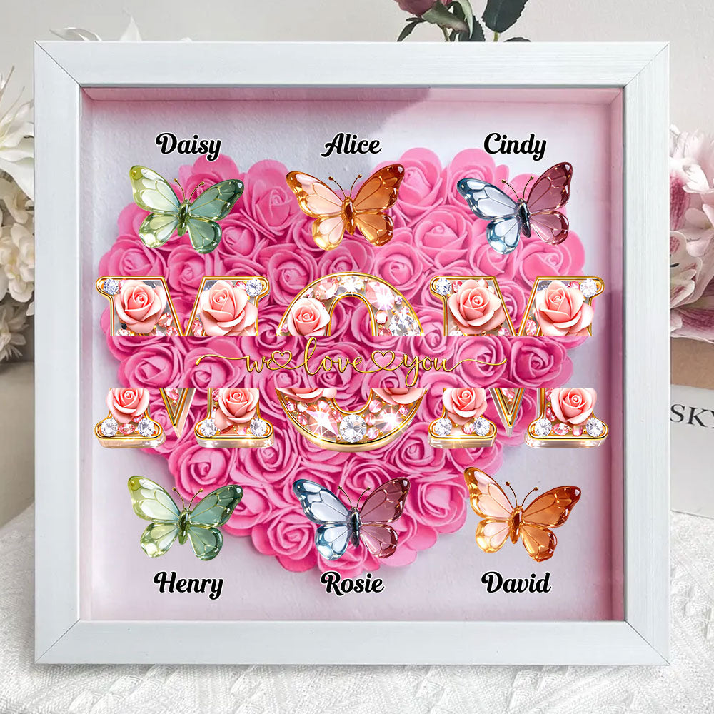 Mom We Love You - Personalized Flower Shadow Box