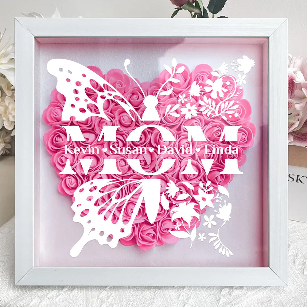 Mom Means Everything - Personalized Flower Shadow Box
