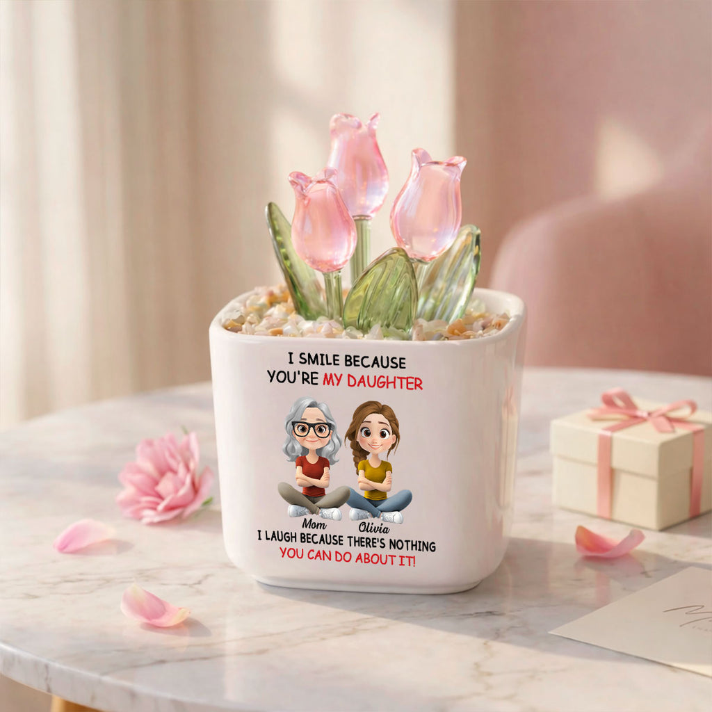 Custom Mother's Day Flower Keepsake, Glass Home Decor Gift for Daughter • My Daughter - Personalized Glass Everlasting Tulips