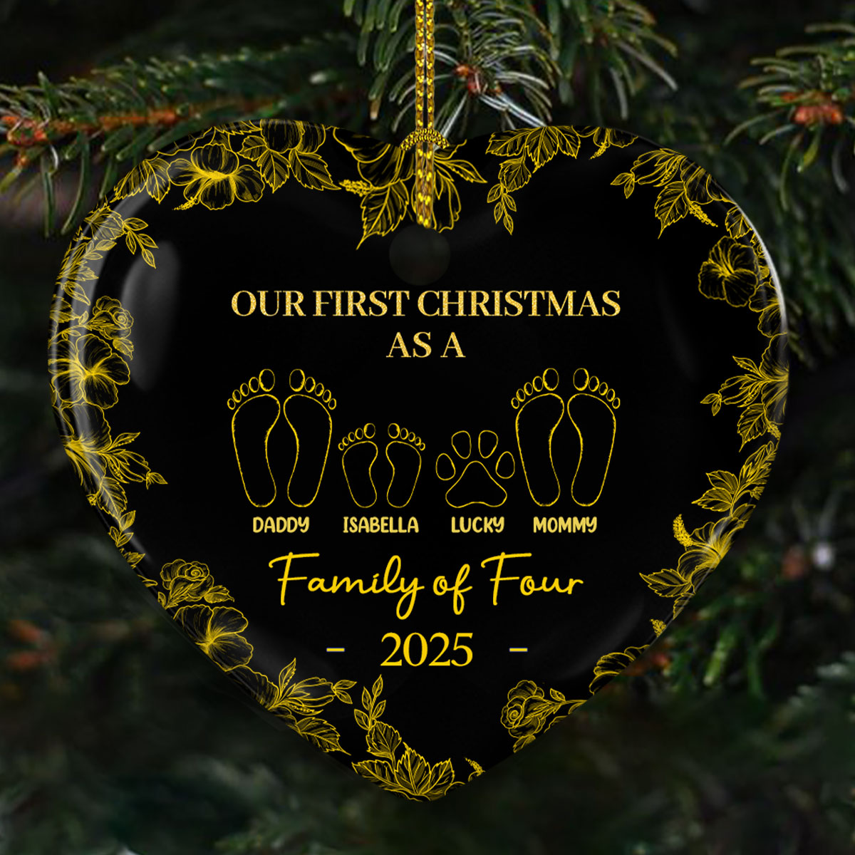 Custom Family First Christmas Ornament •  First Christmas Together - Personalized Ceramic Ornament