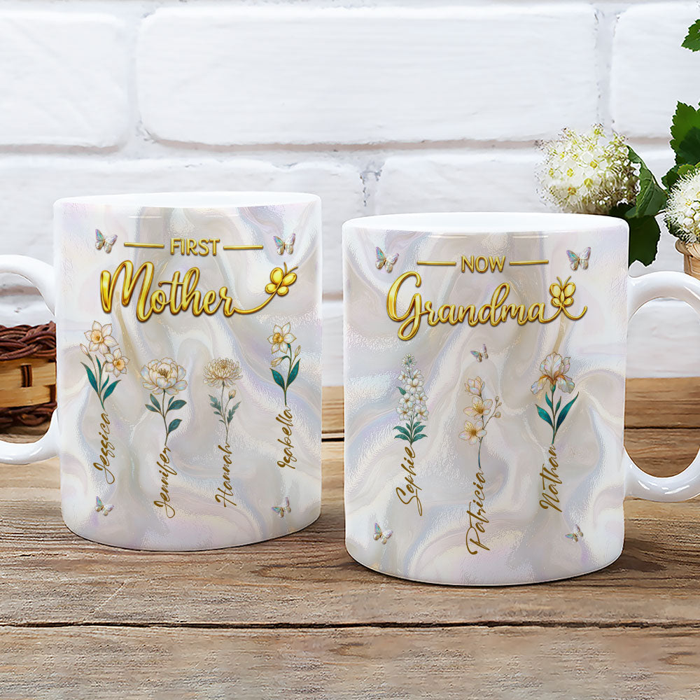 Custom Mother's Day Gift for Mom & Grandma • Flower Gift For Mom Grandma - Personalized 3D Inflated Effect Mug