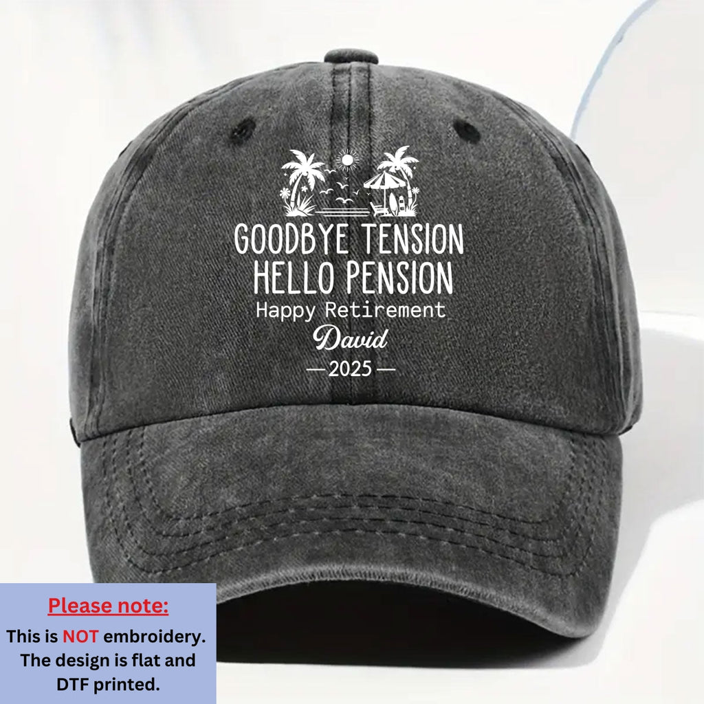 No Alarm Clocks Anymore - Personalized Vintage Washed Denim Cap