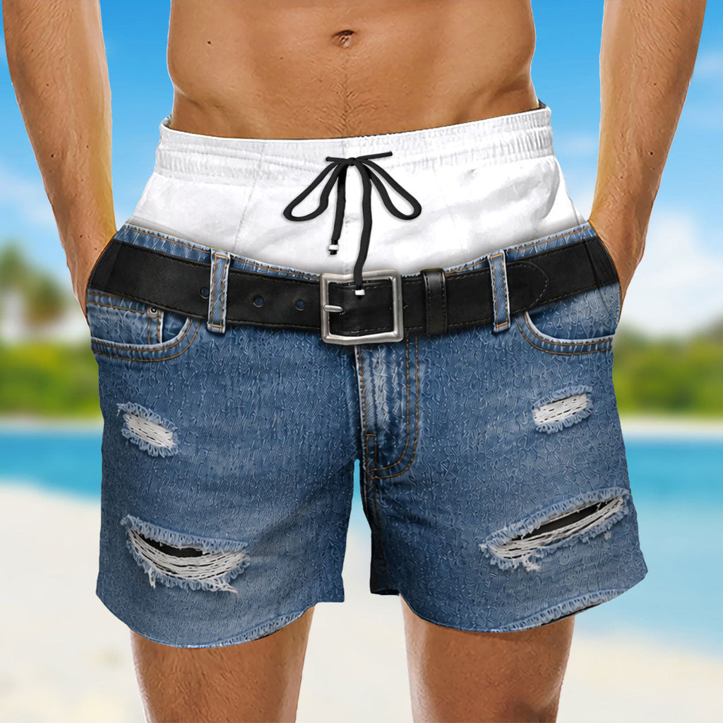 Custom Funny 3D Body Swim Trunks for Men, Birthday Summer Gift • Our Shorts - Personalized Beach Shorts