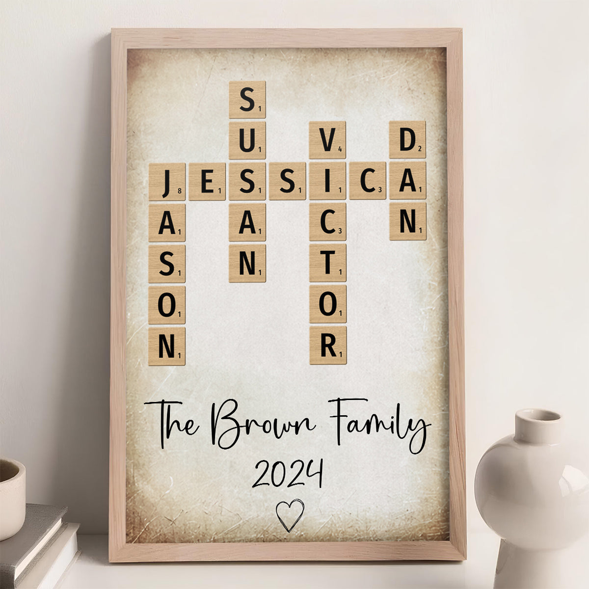 Family Crossword Art - Personalized Poster