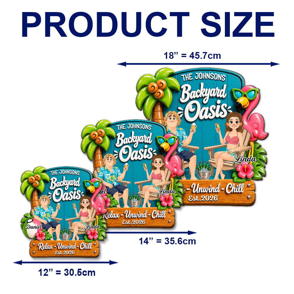 Custom Family Summer Backyard, Patio & Porch Decor • Backyard Oasis Summer - Personalized Wood Sign