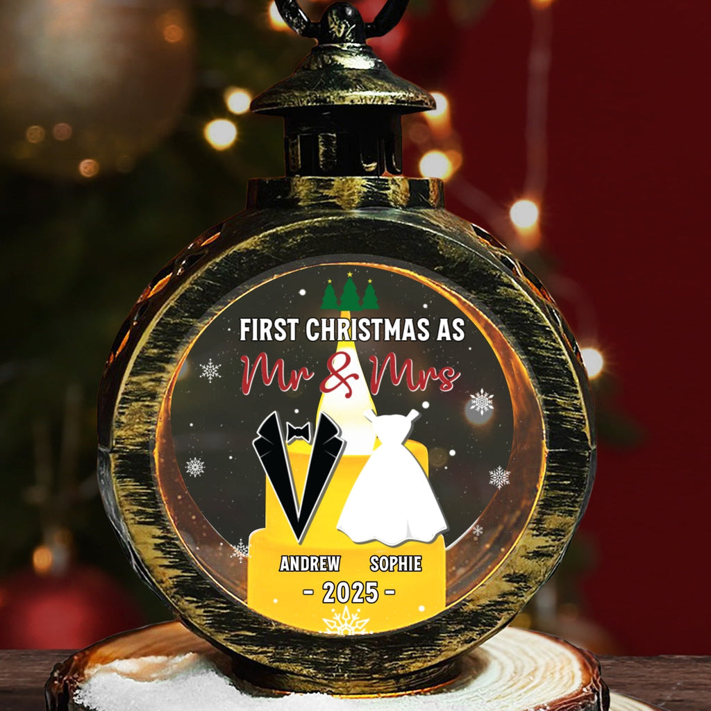 Custom Name Christmas Gifts for Loved Ones, Family Keepsake • As Mr And Mrs - Personalized Christmas Lantern