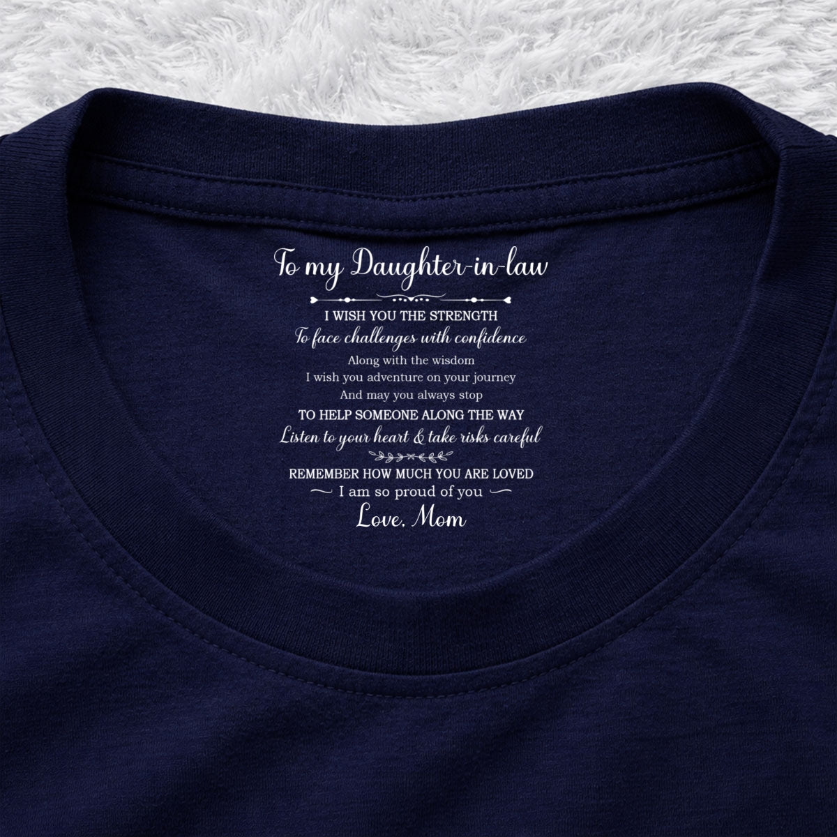 Custom Mother's Day Gift for Daughter • Face Challenges With Confidence - Personalized Inside Neck Print T-Shirt
